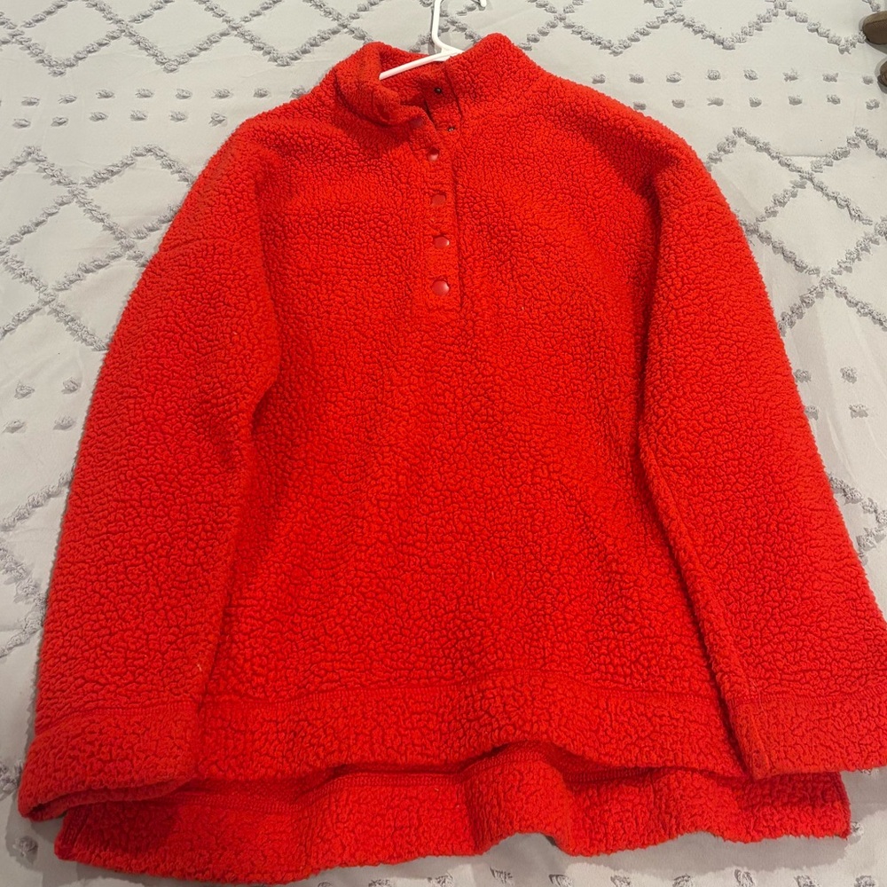 Aerie Vibrant Red Oversized Fleece Jacket